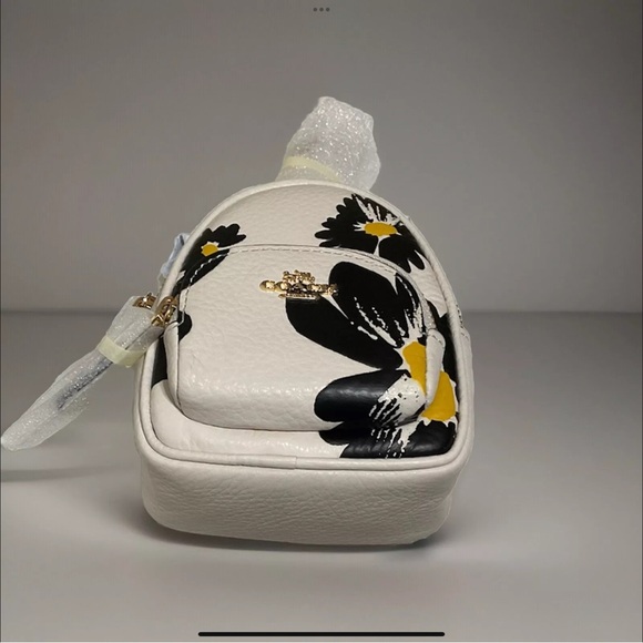Coach Mini Court Backpack Keychain Bag Charm Floral Print Leather - Picture 3 of 4